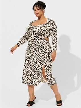 torrid Beige Black Animal Print Midi Dress
